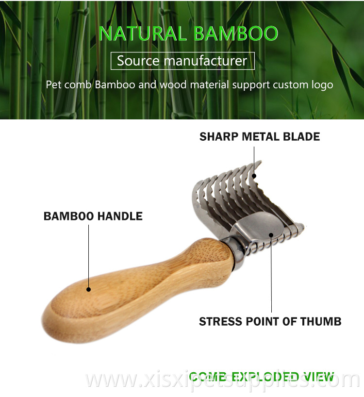 Factory Wholesale LOW MOQ New Shape Bamboo Wood Pet Dog Dematting Comb
